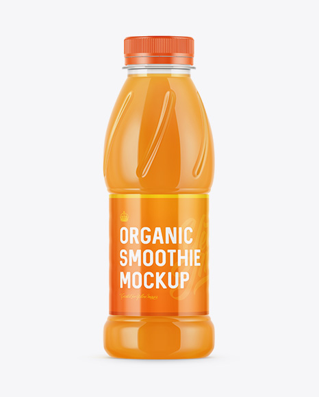 Plastic Bottle W/ Carrot Smoothie Mockup