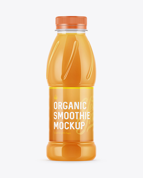 Plastic Bottle W/ Mango Smoothie Mockup