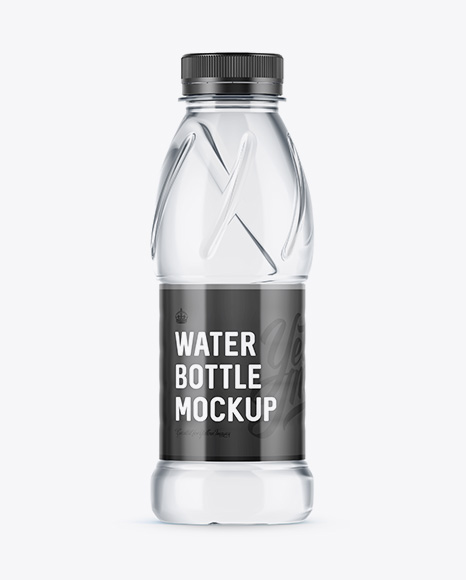 White Plastic PET Bottle W/ Water Mockup