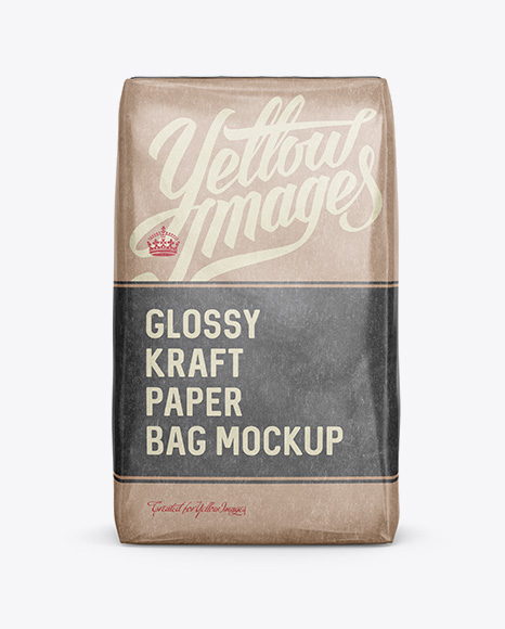 Glossy Kraft Paper Bag Mockup - Front View