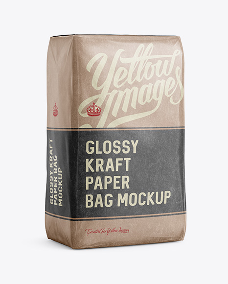 Glossy Kraft Paper Bag Mockup - Halfside View