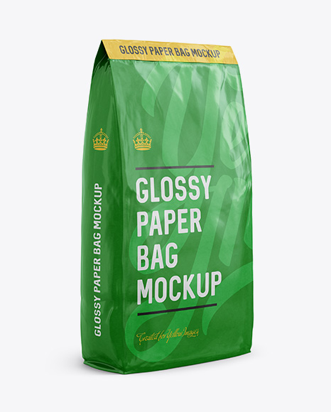 Glossy Paper Bag Mockup - Half Side View
