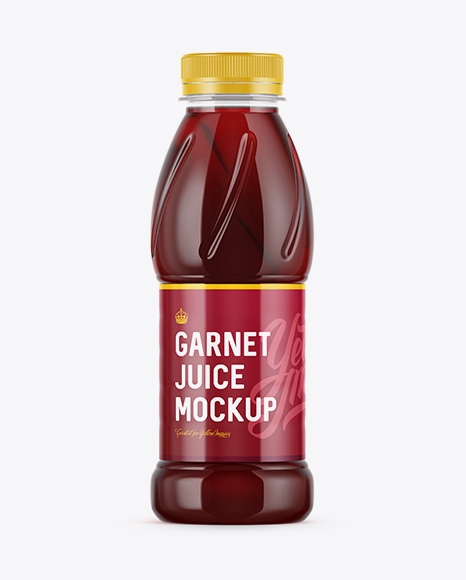 Plastic Bottle W/ Garnet Juice Mockup