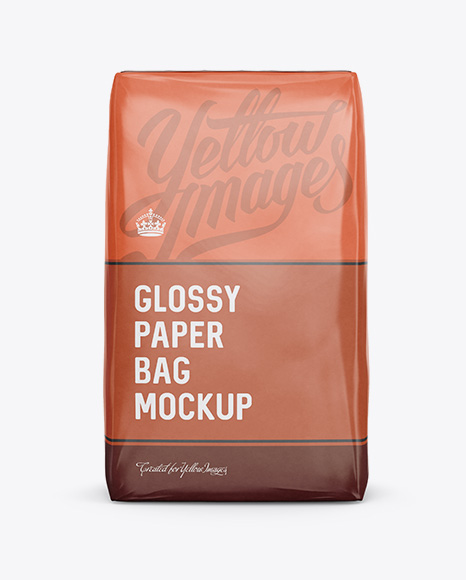 Glossy Paper Bag Mockup - Front View