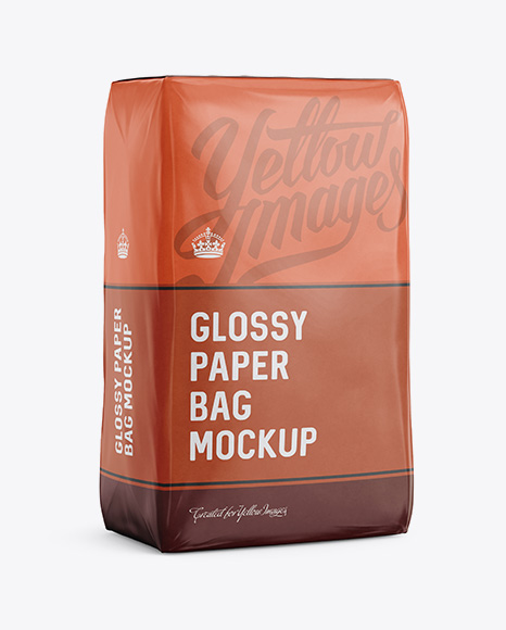 Glossy Paper Bag Mockup - Halfside View