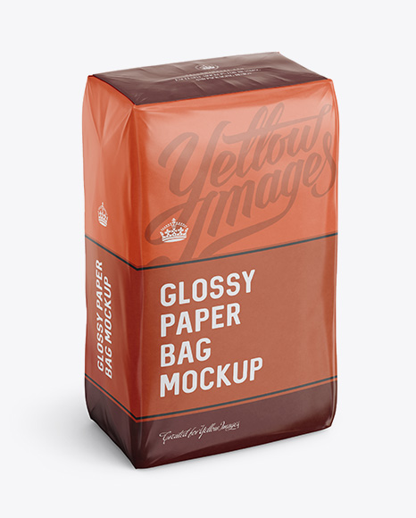 Glossy Paper Bag Mockup - Halfside View (High-Angle Shot)