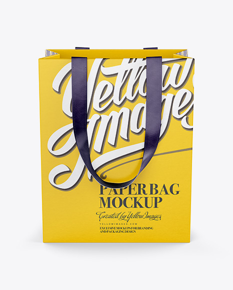 Paper Eurotote Bag With Ribbon Handles Mockup - Front View