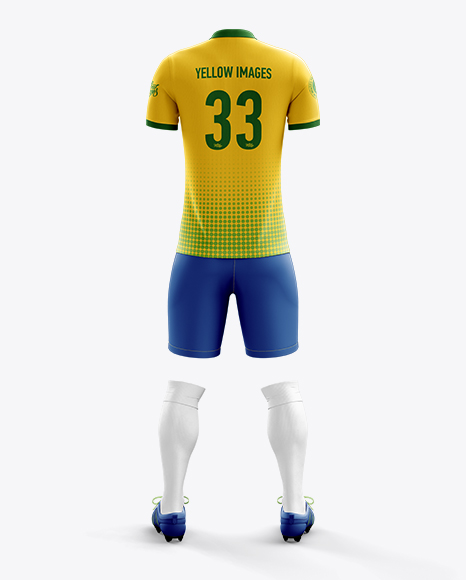 Men’s Full Soccer Kit with Polo Shirt Mockup (Back View)