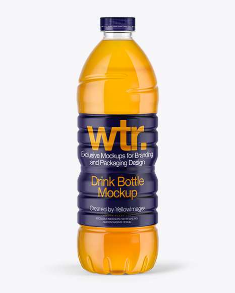 750ml Bottle with Orange Drink Mockup