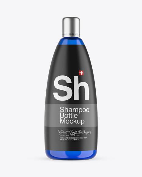 Blue Glass Shampoo Bottle Mockup