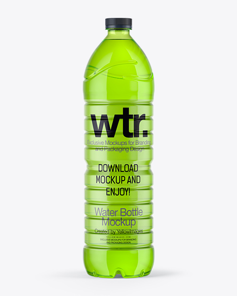 1,5L Green Bottle with Drink Mockup