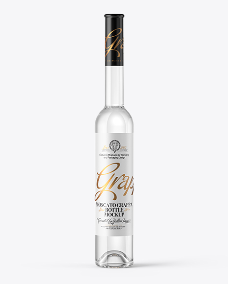Clear Glass Grappa Bottle With Cork Mockup