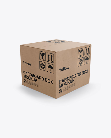 Cardboard Box Mockup - Half Side View