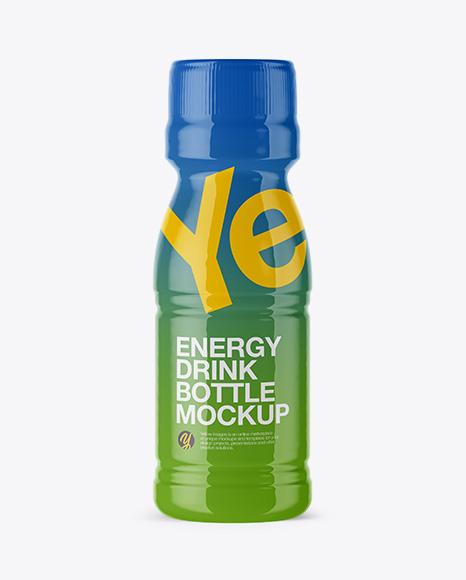 PET Energy Drink Bottle W/ Shrink Sleeve Mockup