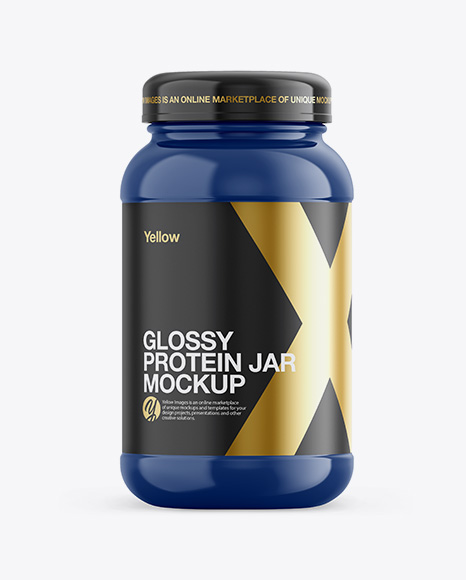 Glossy Plastic Protein Jar Mockup - Front View