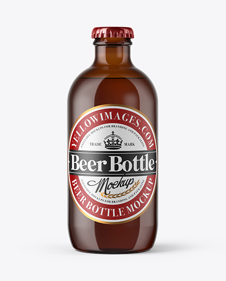 330ml Amber Beer Bottle Mockup