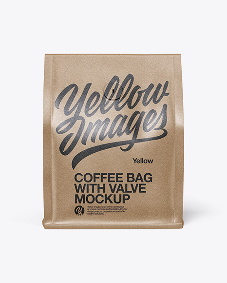 Kraft Coffee Bag With Valve Mockup - Front View