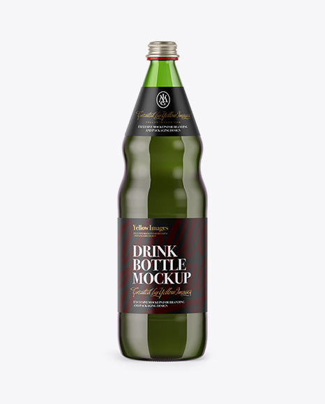 Green Glass Bottle with Dark Drink Mockup