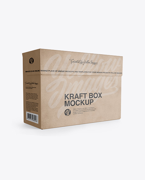 Kraft Box Mockup - Half Side View