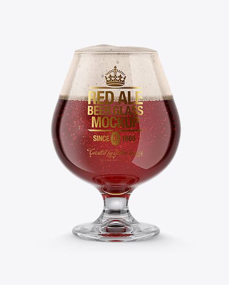 Snifter Glass With Red Ale Mockup