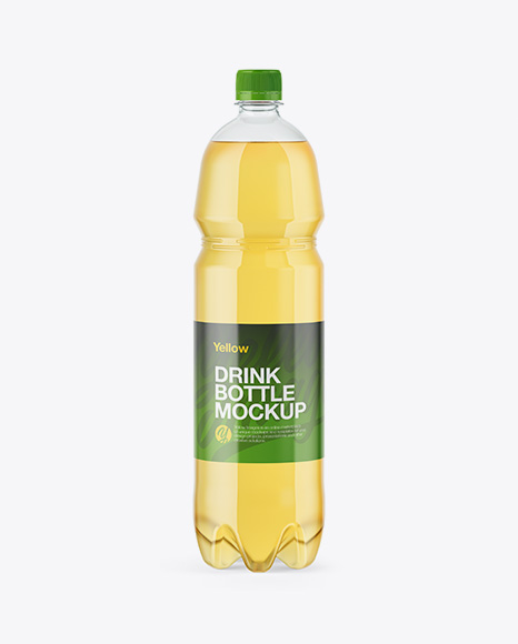 1,5L PET Bottle with Yellow Soft Drink Mockup