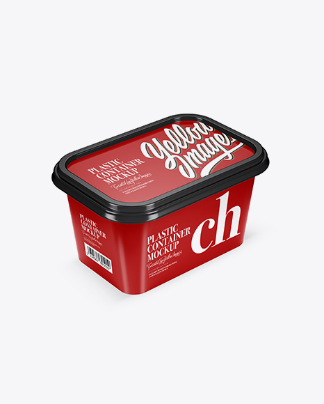 Glossy Plastic Container Mockup - Half Side View
