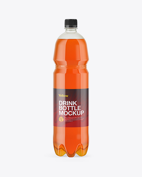1,5L PET Bottle with Orange Soft Drink Mockup
