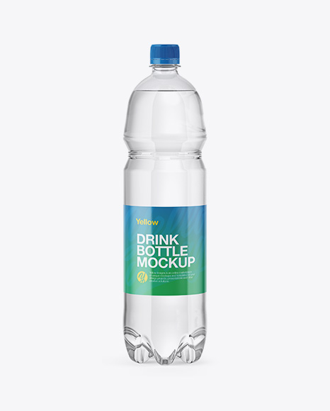 Clear 1,5L PET Bottle with Water Mockup