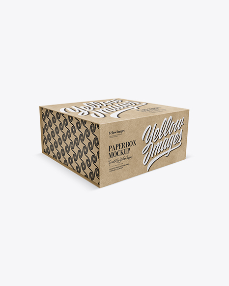 Kraft Paper Box Mockup  - Half Side View (High-Angle Shot)