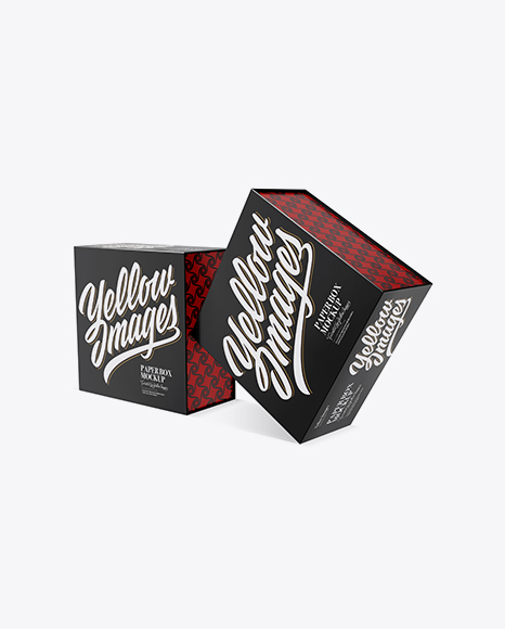 Two Glossy Paper Boxes Mockup - Half Side View