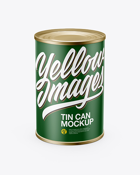 Tin Can With Paper Label Mockup (High-Angle Shot)
