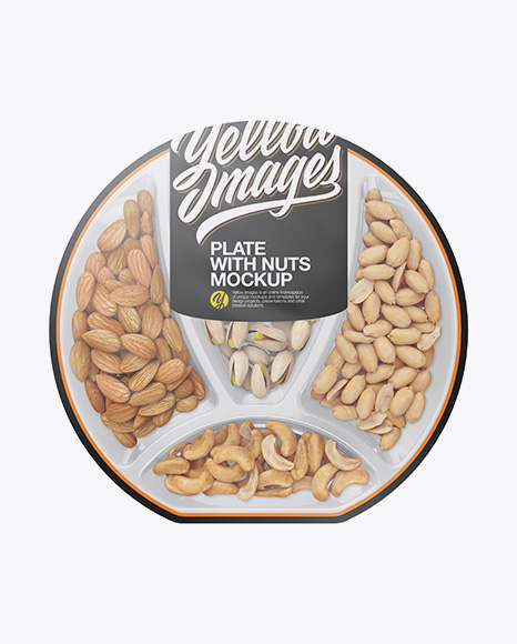 Plate with Nuts in Matte Film Mockup - Top Views