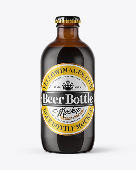 330ml Amber Glass Stout Beer Bottle Mockup