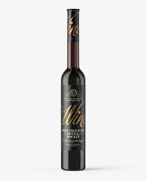 Amber Glass Red Wine Bottle With Cork Mockup