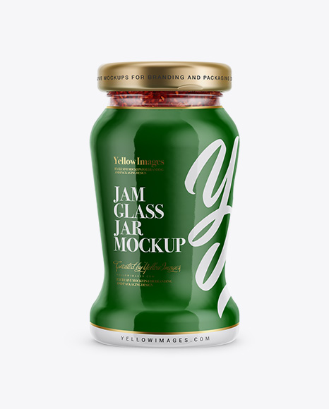 120g Glass Jar in Shrink Sleeve with Raspberry Jam Mockup