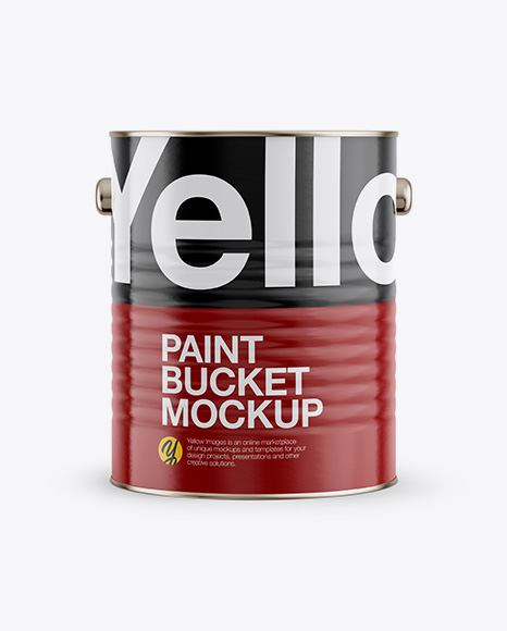 Paint Bucket with Glossy Label Mockup - Front View