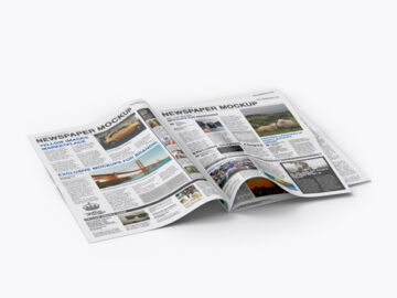 Newspaper Mockup - Half Side View (High-Angle Shot)