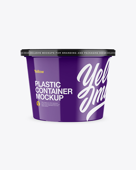 Glossy Plastic Container Mockup - Front View