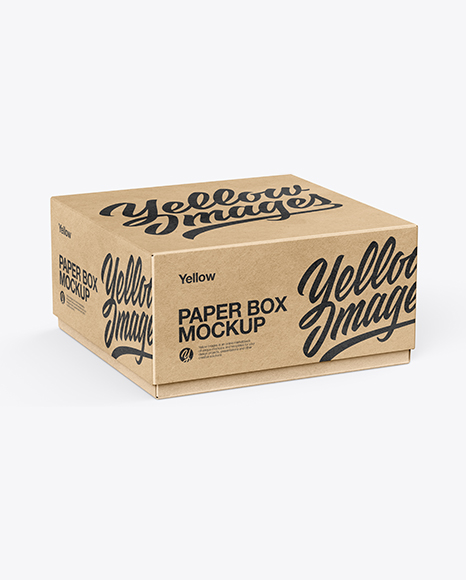 Kraft Paper Box Mockup - Half Side View (High-Angle Shot)