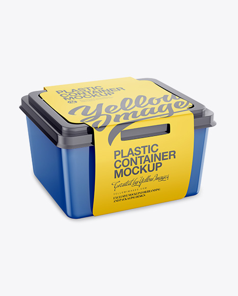 Plastic Container With Paper Label Mockup - Half Side View