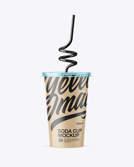 Paper Soda Cup With Straw Mockup