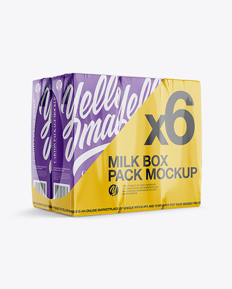 Pack With 6 Carton Package Mockup - Half Side View