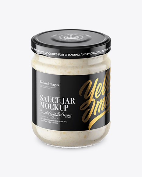 Clear Glass Jar with Horseradish Mockup (High-Angle Shot)
