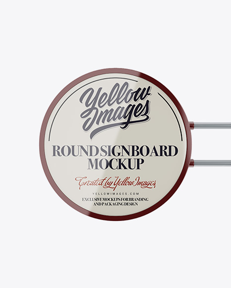 Round Signboard W/ Glossy Trim Mockup