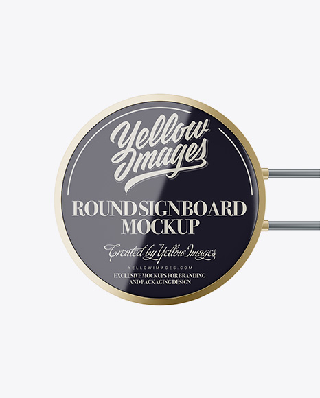 Round Signboard W/ Metallic Trim Mockup