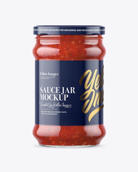 Clear Glass Jar with Meat Sauce Mockup