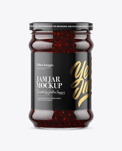 Clear Glass Jar with Raspberry Jam Mockup