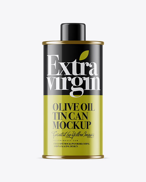 Glossy Olive Oil Tin Can w/ Cap Mockup