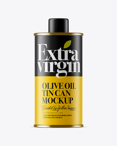 Matte Olive Oil Tin Can w/ Cap Mockup