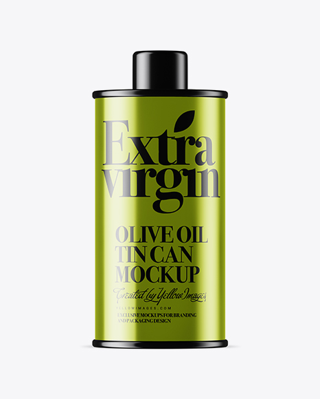 Metallic Olive Oil Tin Can w/ Cap Mockup